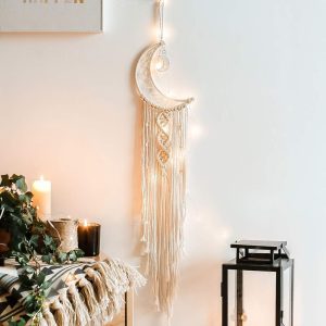 Bohemian Moon Dream Catcher Handmade Macrame Wall Hanging